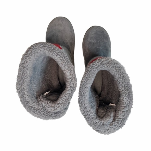 Wisconsin Badgers Gray & Red Fur Lined Knit Booties Women’s Size Medium (7/8) - Picture 7 of 11